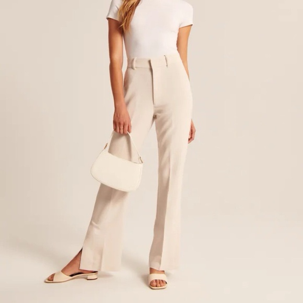 Abercrombie Split-hem flare pants in camel
